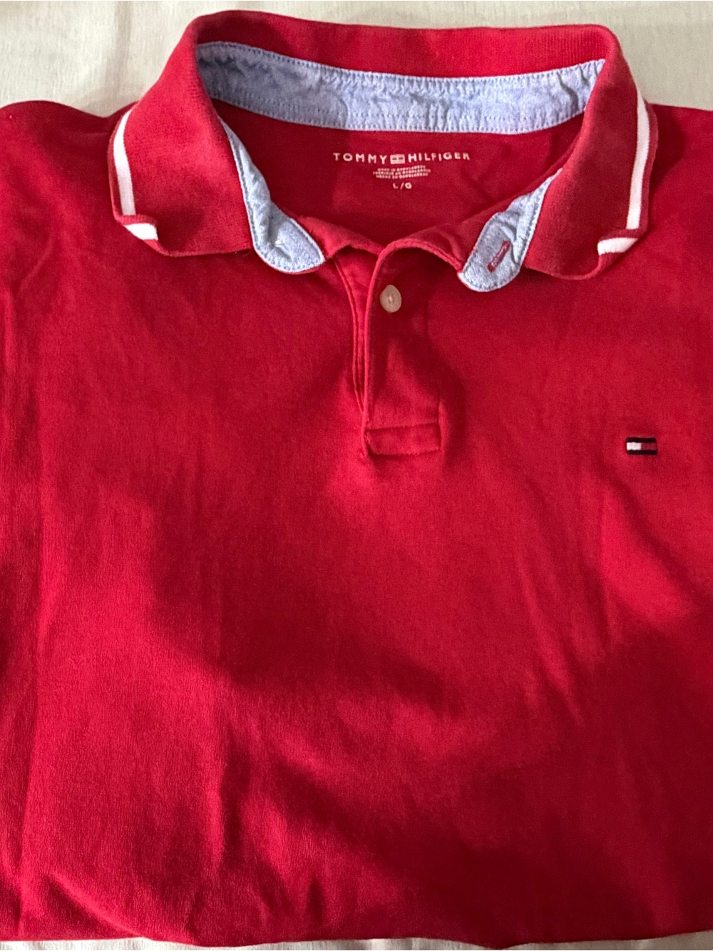 Tommy Hilfiger Red Polo with Contrast Inner Collar